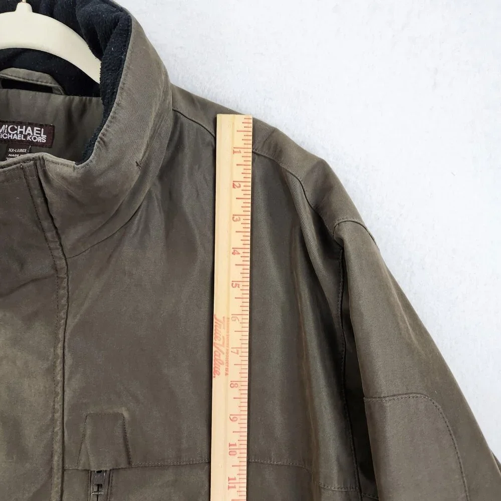 Michael Kors Jacket Mens 2XL Green Packable Hood Full Zip Classic Casual Outdoor